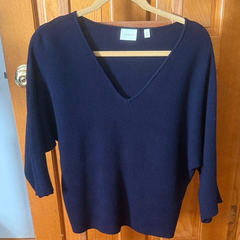 Cyrus Navy V-Neck Women's Sweater